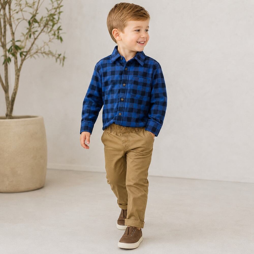 Carter's Boys 2 Pc Plaid Button Up Shirt Pants Set 4T NWT